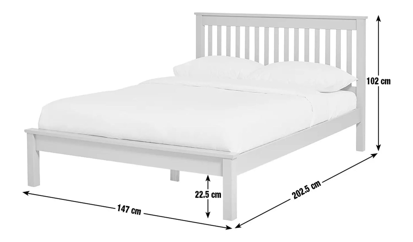 Assembled Aspley Double Wooden Bed Frame - Grey & White